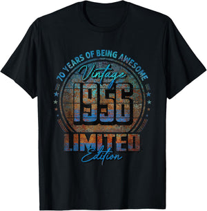 Vintage 1956 Limited Edition Shirt 70 Year Old 70th Birthday T-Shirt - T-Shirt | Black