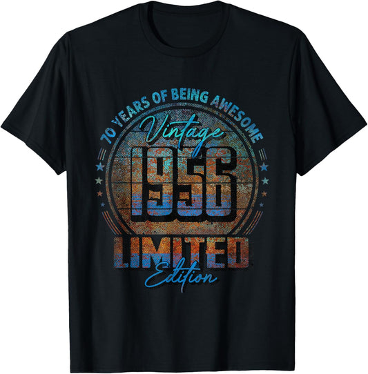Vintage 1956 Limited Edition Shirt 70 Year Old 70th Birthday T-Shirt - T-Shirt | Black
