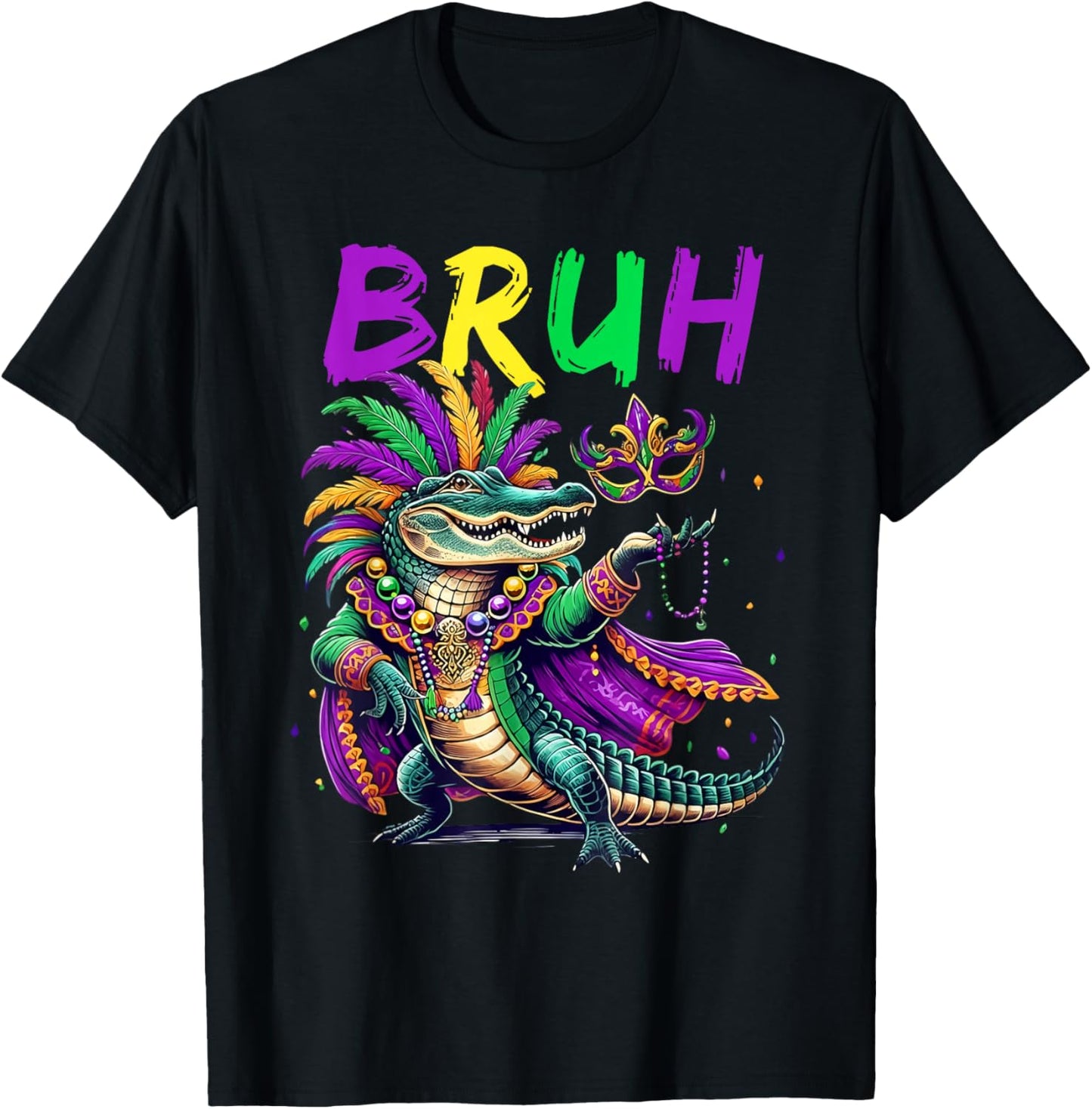 Mardigator Alligator Bruh Mardi Gras Costume Teens Boys Kids T-Shirt - T-Shirt | Black