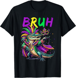 Mardigator Alligator Bruh Mardi Gras Costume Teens Boys Kids T-Shirt - T-Shirt | Black