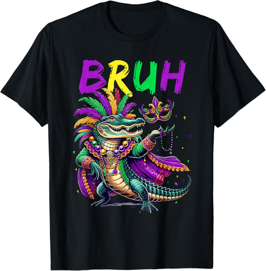 Mardigator Alligator Bruh Mardi Gras Costume Teens Boys Kids T-Shirt - T-Shirt | Black