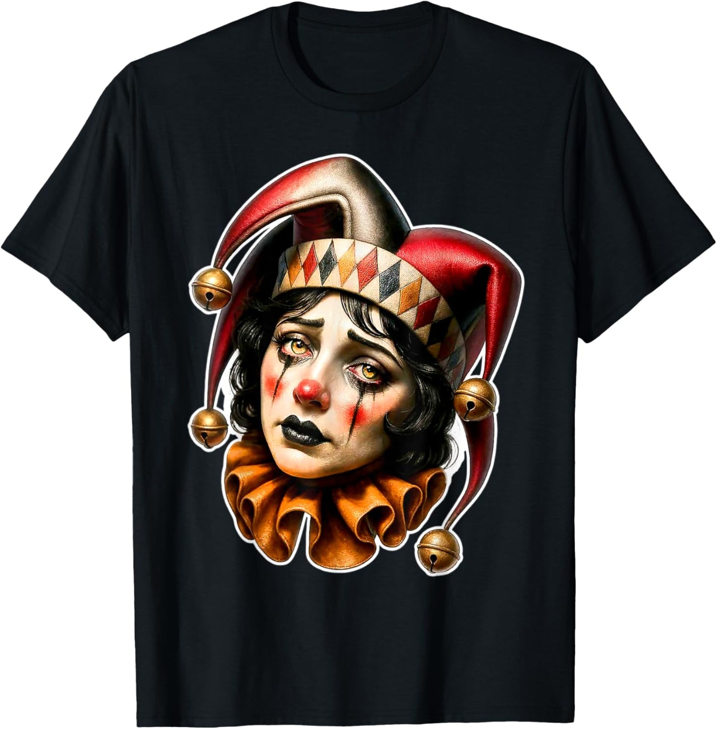 Jester Clown Sad T-Shirt - T-Shirt | Black