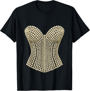Halloween Pearl Corset Design Costume Show Girls T-Shirt - T-Shirt | Black