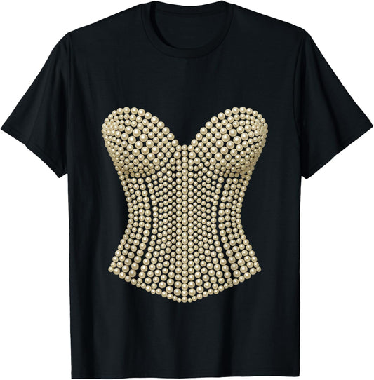 Halloween Pearl Corset Design Costume Show Girls T-Shirt - T-Shirt | Black