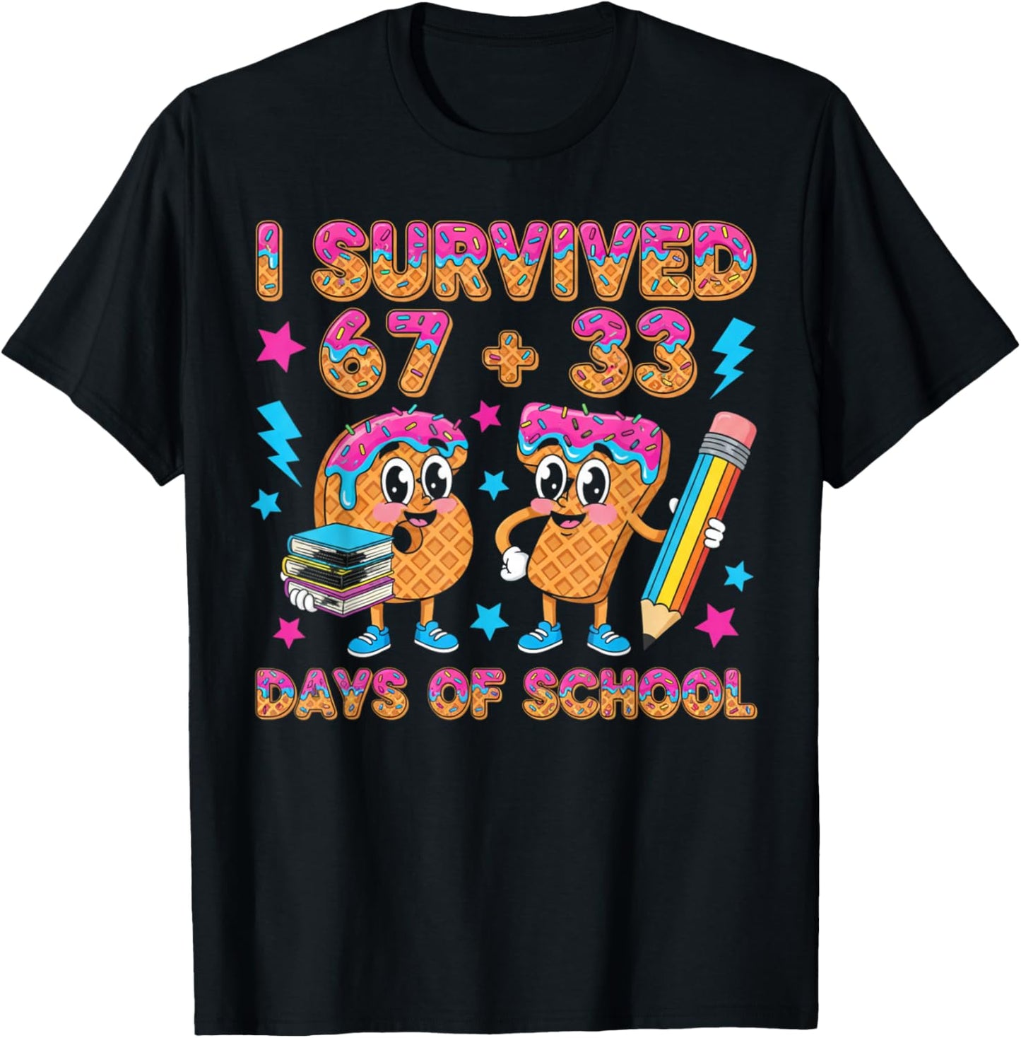I Survived 67 100 Days of School Funny 100th Day of School T-Shirt - T-Shirt | Black