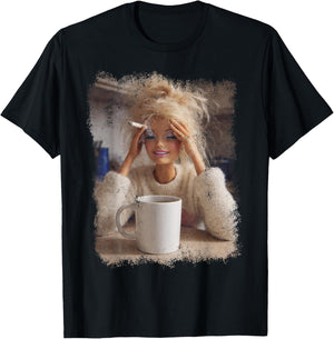 Funny Doll Face Meme Distressed Smoking Doll Meme Hilarious T-Shirt - T-Shirt | Black