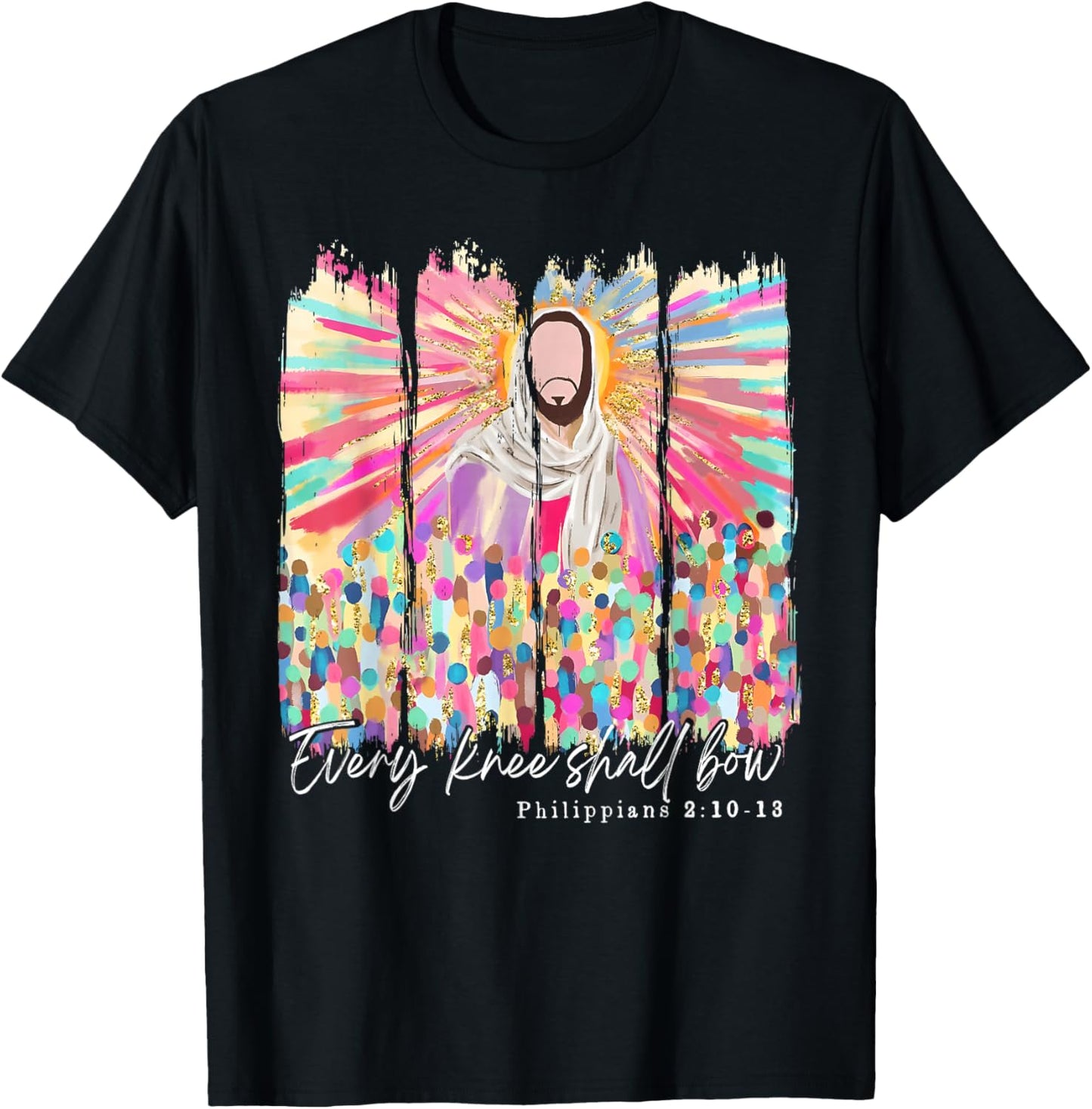 Every Knee Shall Bow Christian Jesus Bible Verse Easter T-Shirt - T-Shirt | Black