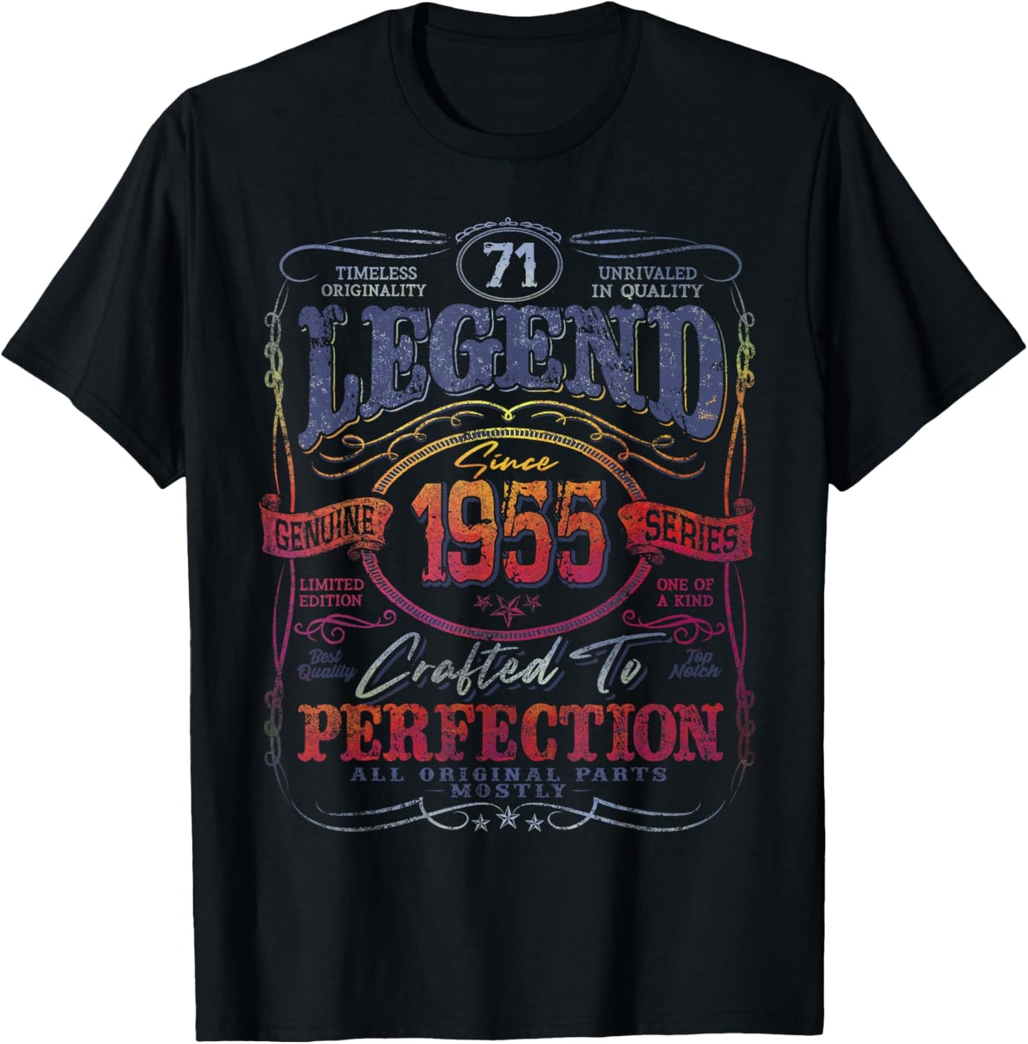 Vintage 1955 Limited Edition Shirt 71 Year Old 71st Birthday T-Shirt - T-Shirt | Black