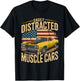 Easily Distracted by Muscle Cars Distressed Retro car Lovers T-Shirt - T-Shirt | Black