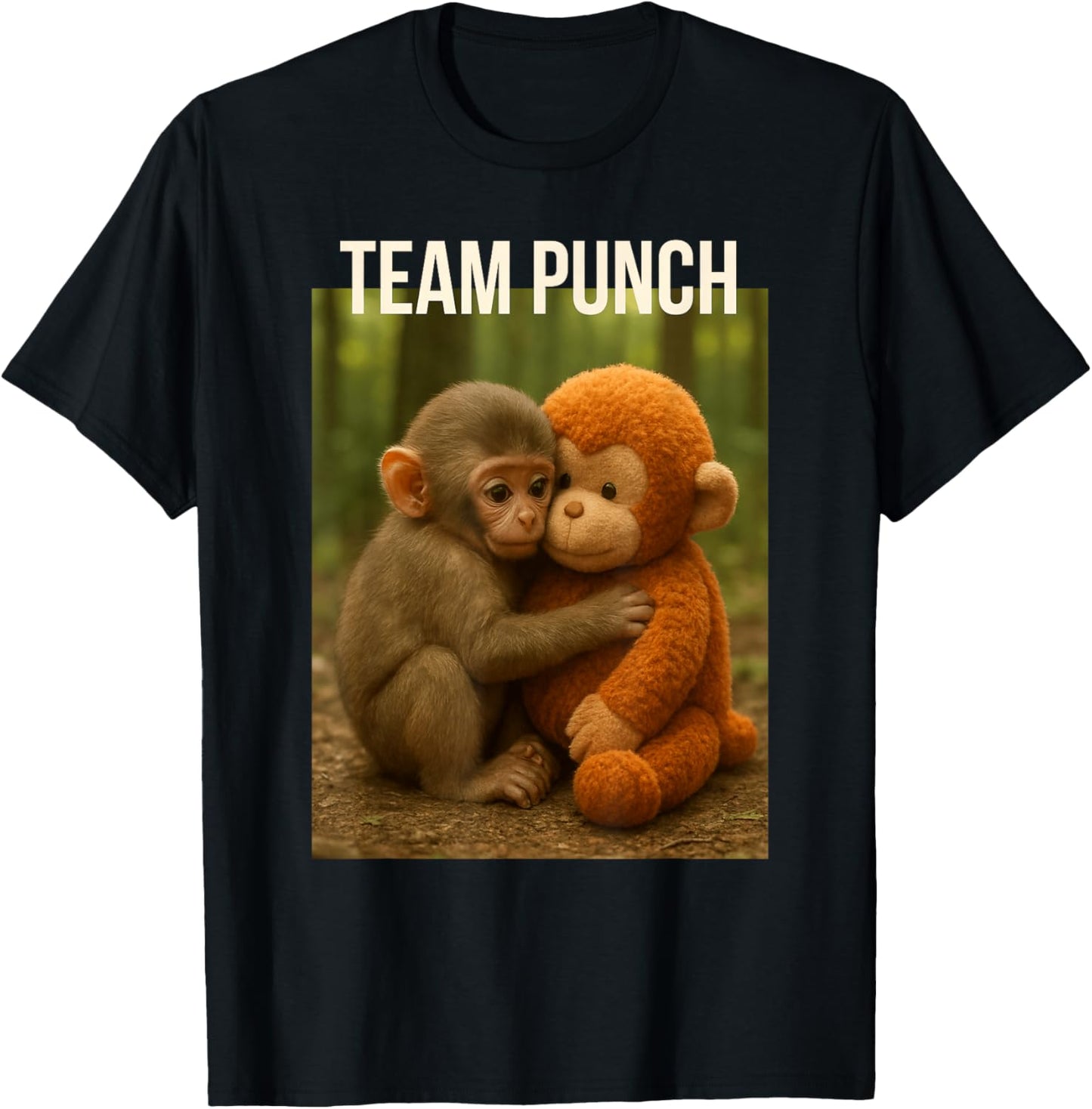 Cute Baby Monkey Punch Trendy Team Punch Zoo Design T-Shirt - T-Shirt | Black