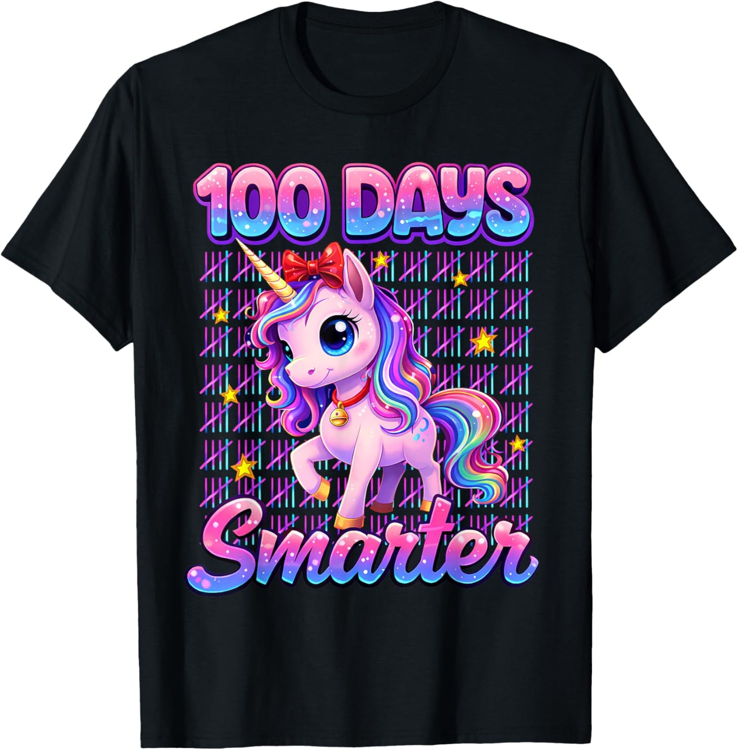 100 Days Smarter Unicorn Magical 100 Days of School Girl Kid T-Shirt - T-Shirt | Black