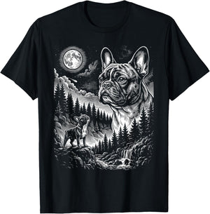 French Bulldog Howling to The Moon Vintage Funny Dog Graphic T-Shirt - T-Shirt | Black