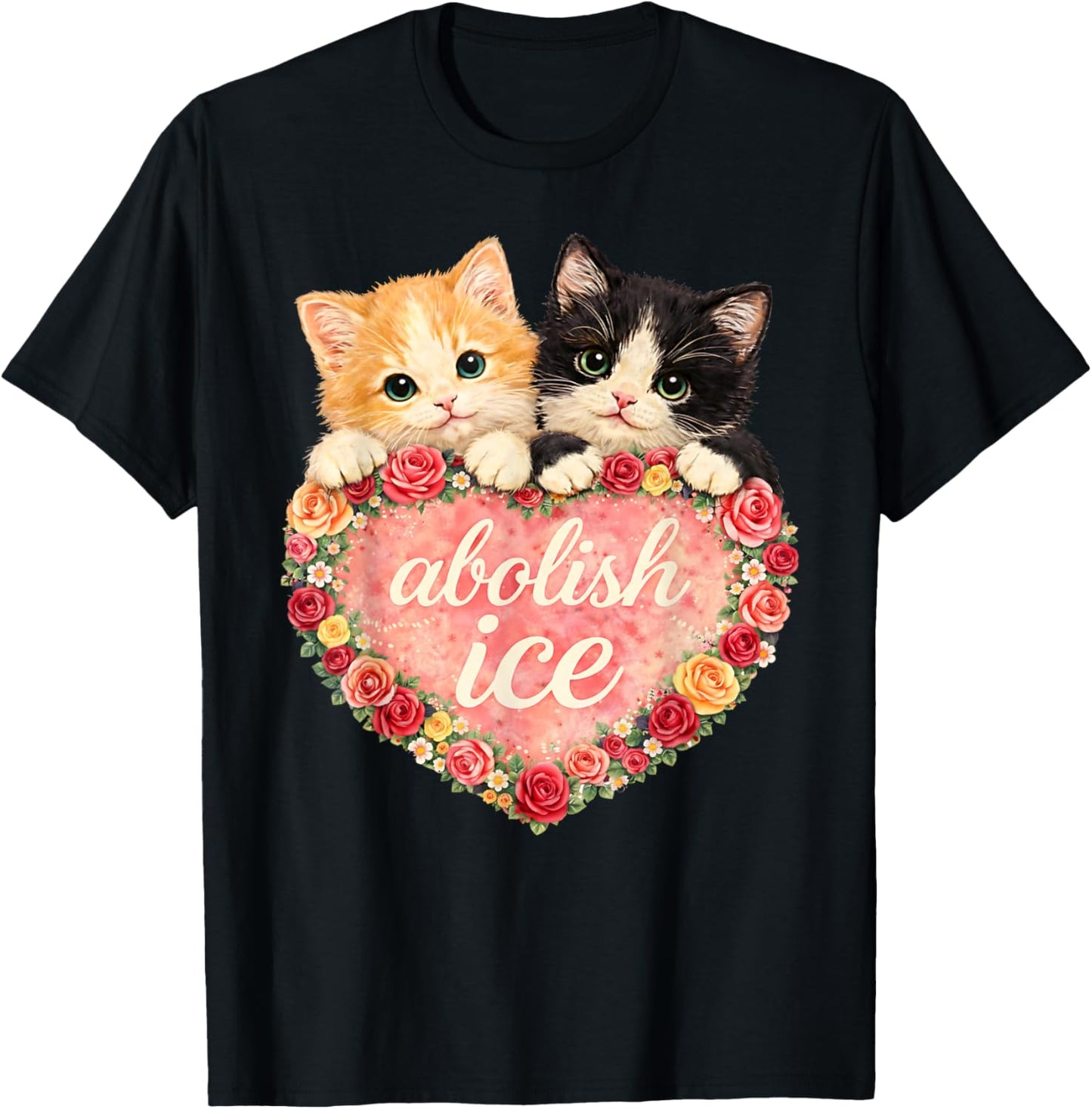 Abolish ICE Cute Cat Valentine T-Shirt - T-Shirt | Black