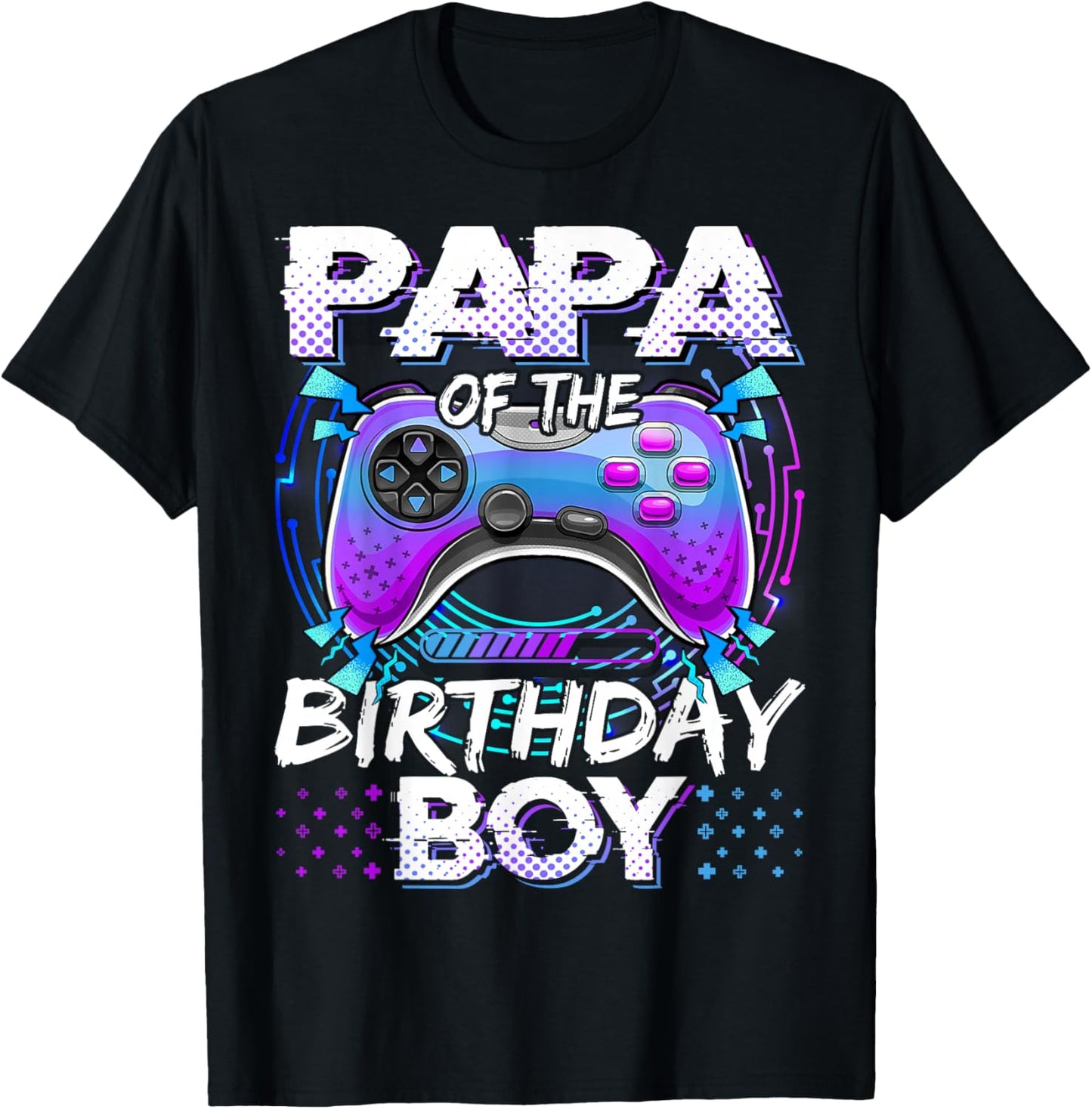 Papa of The Birthday Boy Video Game Controller Matching T-Shirt - T-Shirt | Black