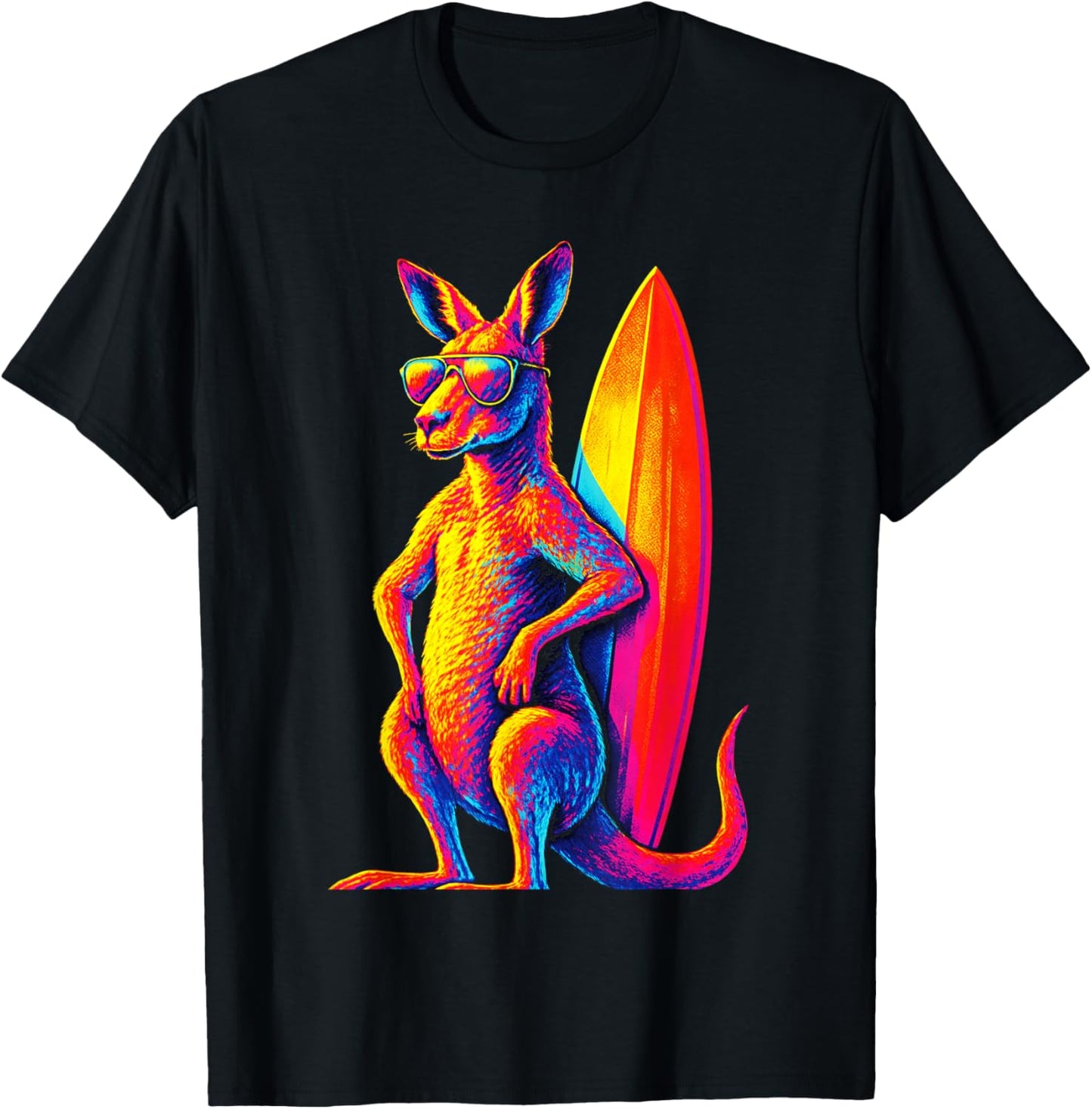 Kangaroo - Surfing Australia Animal Art T-Shirt - T-Shirt | Black