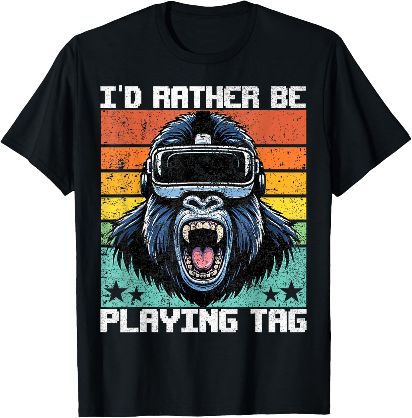 Bruh I'd Rather Be Playing Boys Adult Man Birthday Gorilla T-Shirt - T-Shirt | Black
