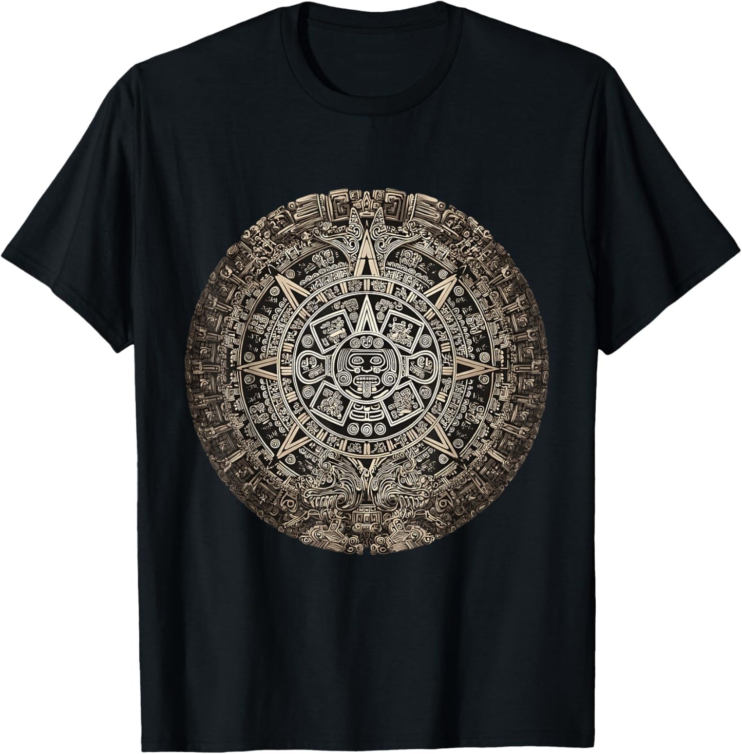 Ancient Mayan Calendar Maya Aztec Mexican Sun Stone Azteca T-Shirt - T-Shirt | Black
