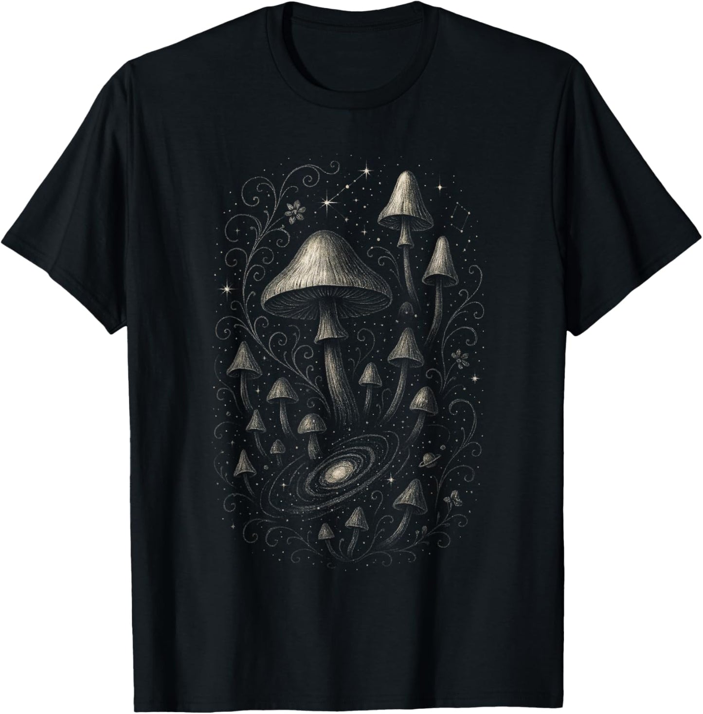 Mushroom Magic - Nature Aesthetic T-Shirt - T-Shirt | Black