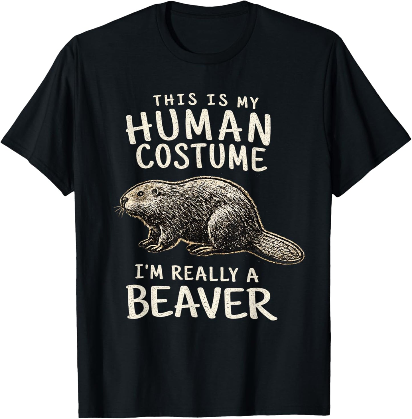 This is My Human Costume I'm Really A Beaver Halloween Kids T-Shirt - T-Shirt | Black