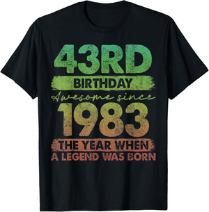 43 Year Old Gifts Vintage 1983 Limited Edition 43rd Birthday T-Shirt - T-Shirt | Black
