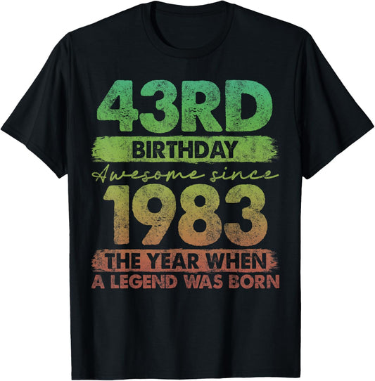 43 Year Old Gifts Vintage 1983 Limited Edition 43rd Birthday T-Shirt - T-Shirt | Black