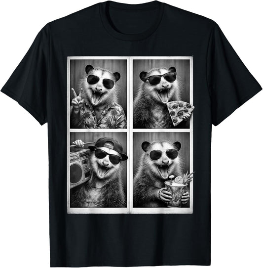 Funny Opossum Sunglasses Possum Selfie Meme T-Shirt - T-Shirt | Black