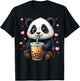 Cute Funny Panda Drink Boba Tea Heart Girl Boy Kid Toddler T-Shirt - T-Shirt | Black