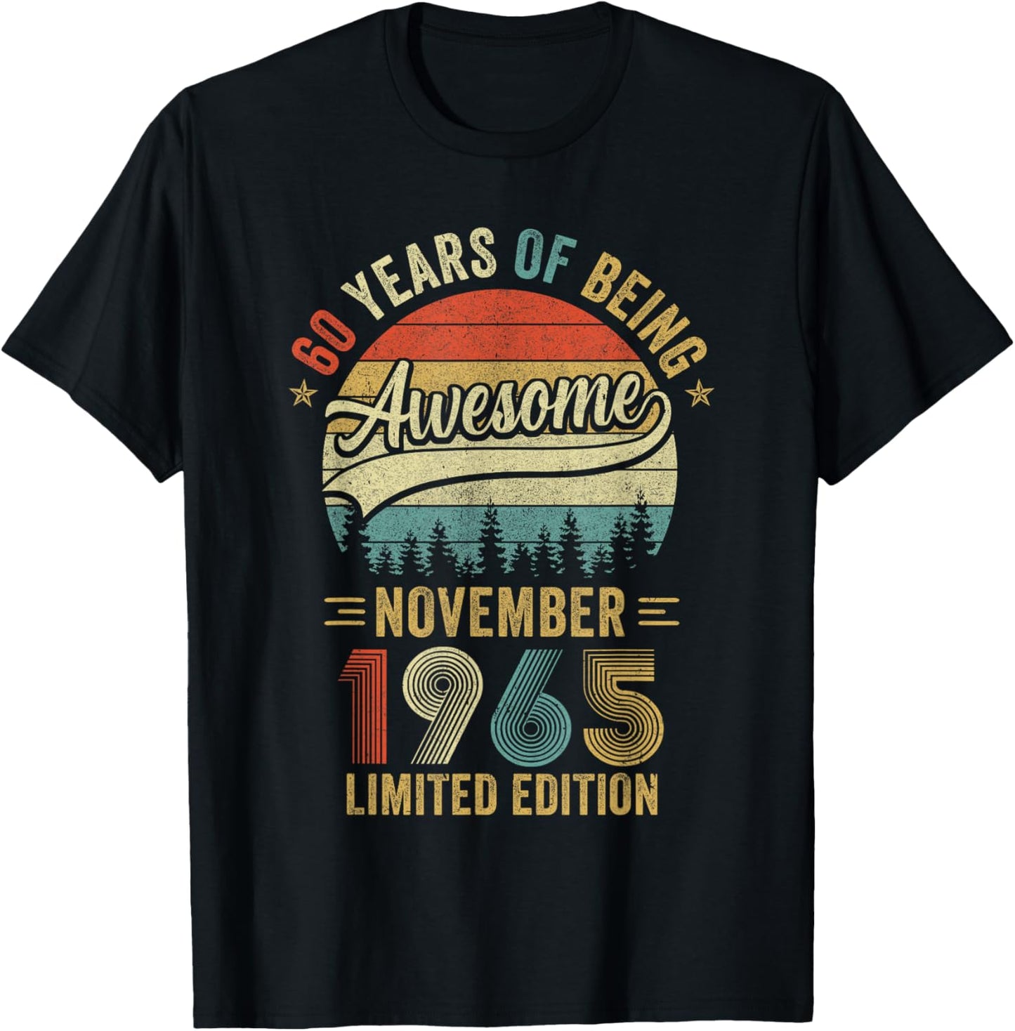 Vintage November 1965 Old 60Th Birthday Men Women T-Shirt - T-Shirt | Black