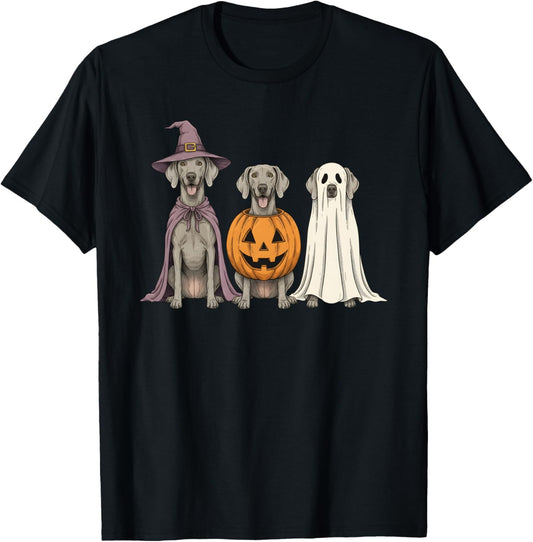 Spooky Ghost Weimaraner Pumpkin Halloween Dog Lover T-Shirt - T-Shirt | Black