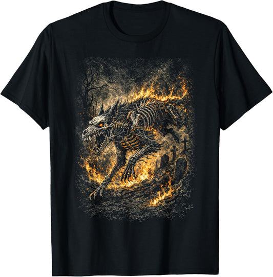 Hell Hound Dog Horror Undead Grave Goth Alt Alternative Art T-Shirt - T-Shirt | Black