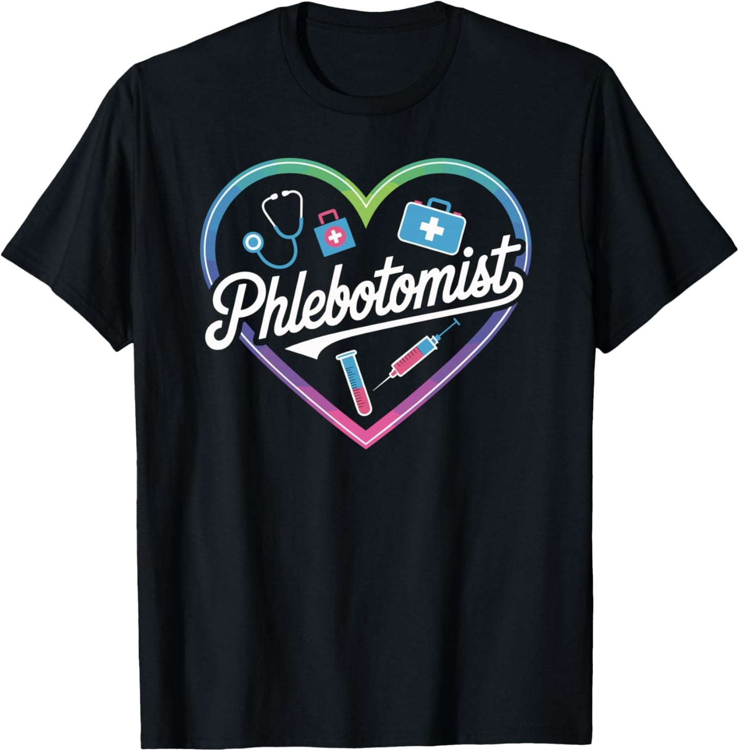 Phlebotomist Heart T-Shirt - T-Shirt | Black