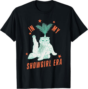 Funny Cat in Showgirl Costume Retro Humor T-Shirt - T-Shirt | Black