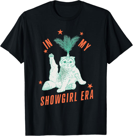 Funny Cat in Showgirl Costume Retro Humor T-Shirt - T-Shirt | Black