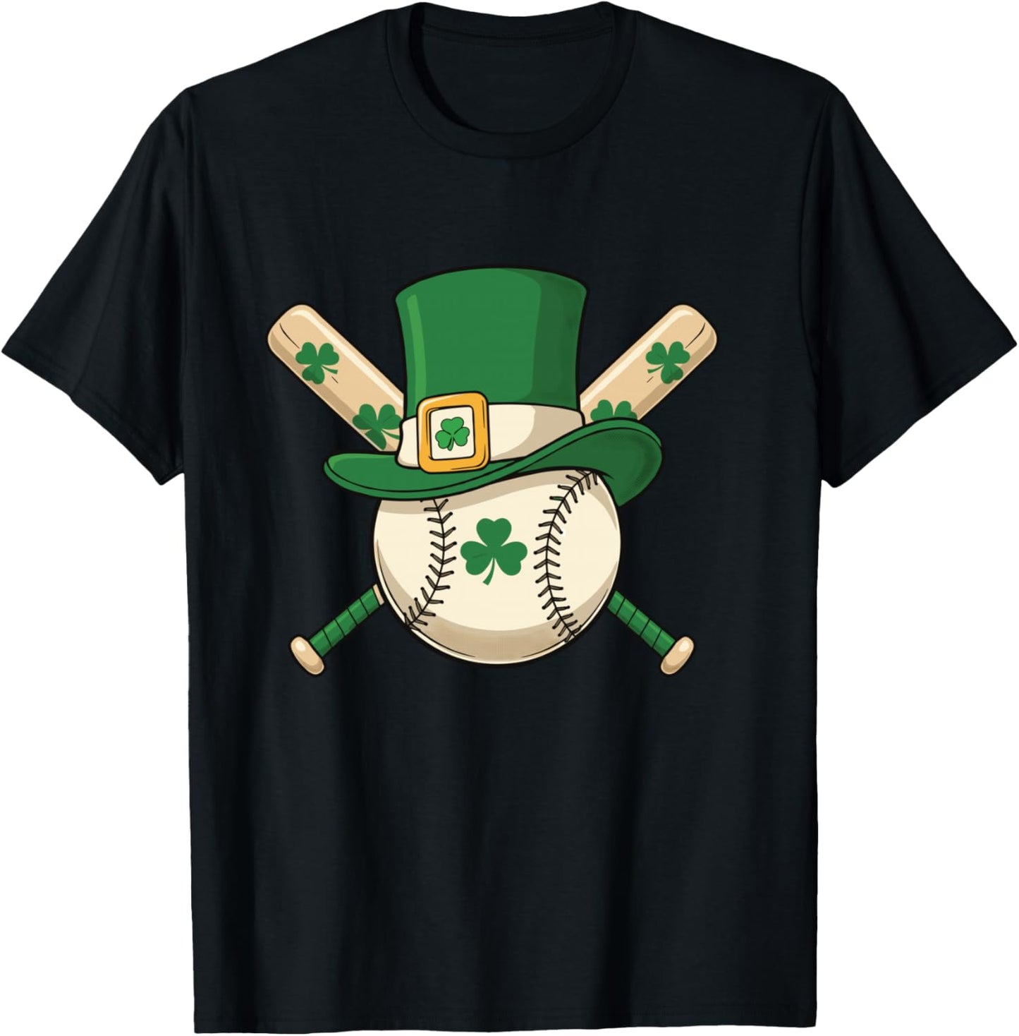St Patricks Day Baseball Leprechaun Hat Shamrock Clover T-Shirt - T-Shirt | Black