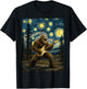 Bigfoot Playing Guitar in Starry Night Van Gogh Graphic T-Shirt - T-Shirt | Black