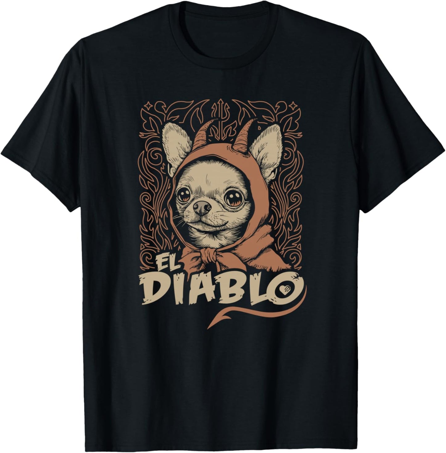 Funny Chihuahua El Diablo Cute Little Devil Vintage Dog T-Shirt - T-Shirt | Black