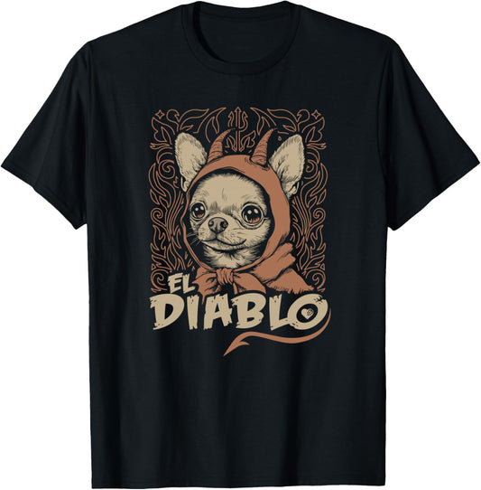 Funny Chihuahua El Diablo Cute Little Devil Vintage Dog T-Shirt - T-Shirt | Black