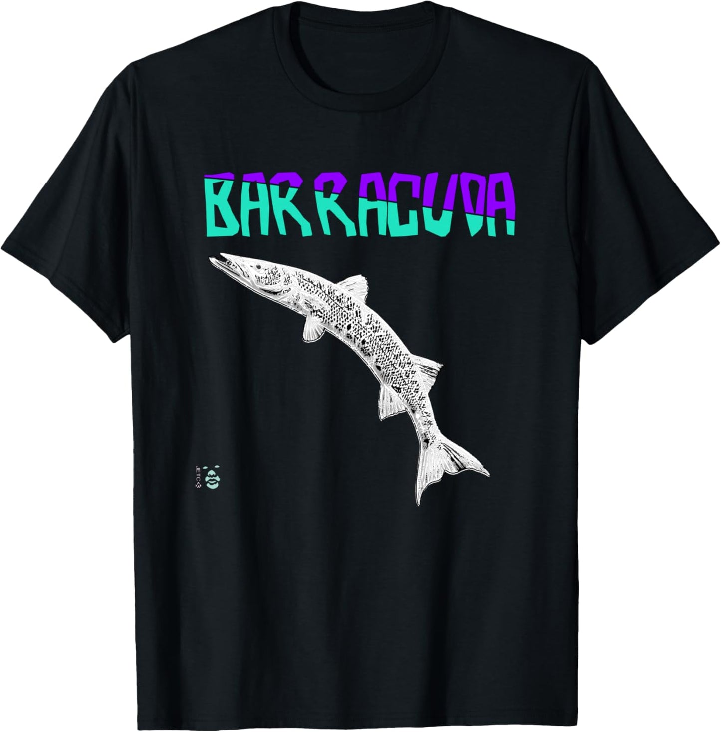 Funny Barracuda Fish Half Colors Aqua/Purple T-Shirt - T-Shirt | Black