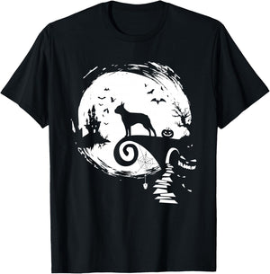 Boston Terrier And Moon Halloween Costume Dog Lover Funny T-Shirt - T-Shirt | Black