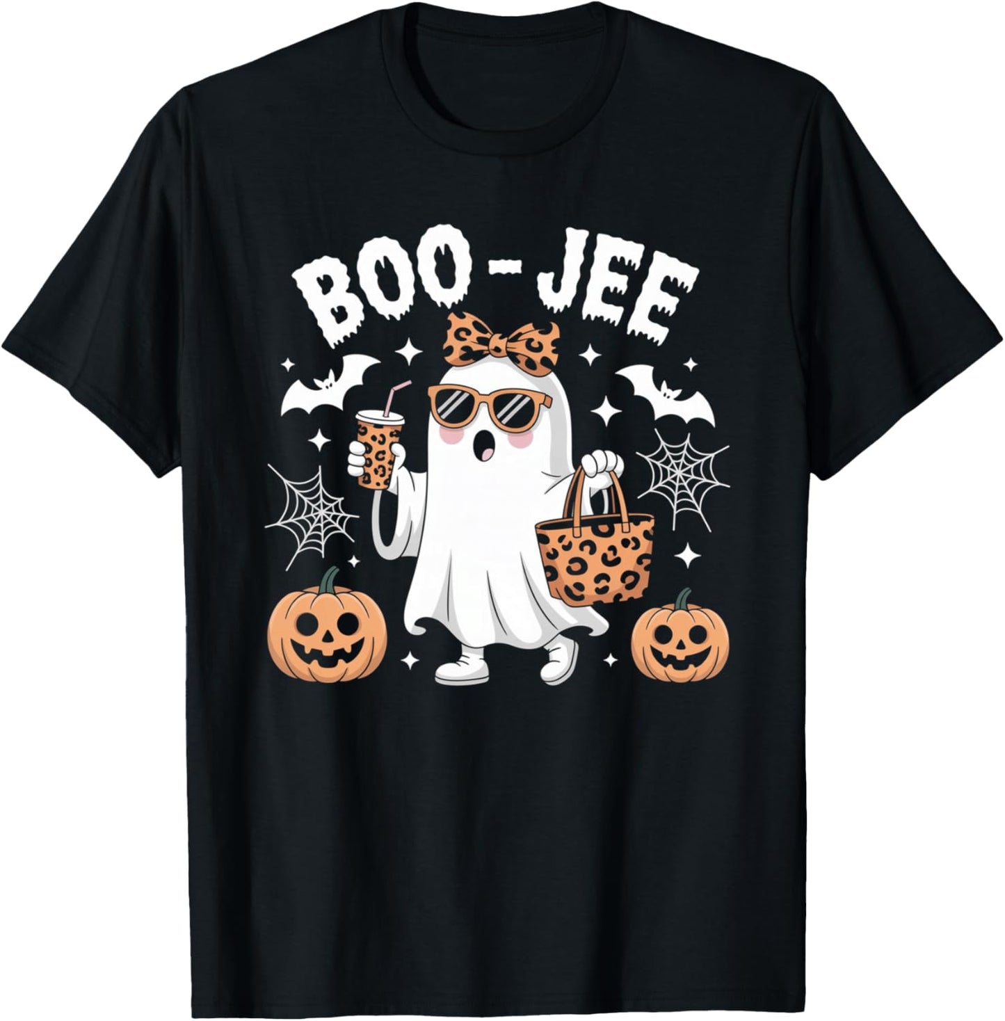 Boo JEE Ghost Halloween Spooky Vibes Boujee Boo Jee Ghost T-Shirt - T-Shirt | Black