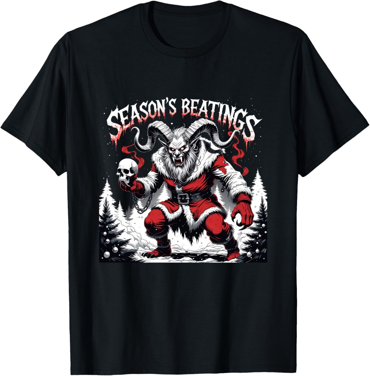 Season’s Beatings Krampus Horror Christmas T-Shirt - T-Shirt | Black