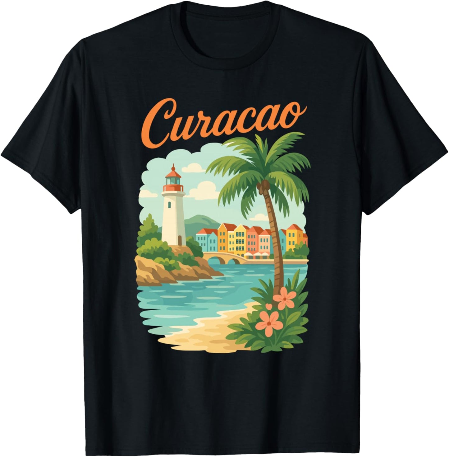 Vintage Curacao Tropical Caribbean Island T-Shirt - T-Shirt | Black