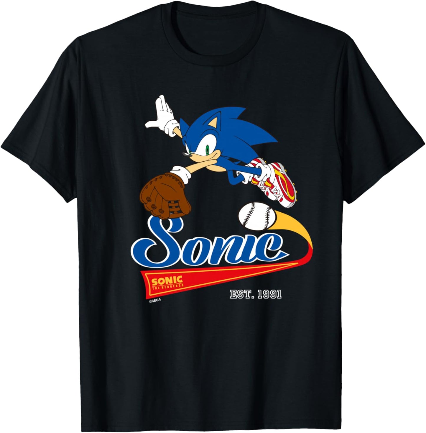 Sonic the Hedgehog - Sonic Baseball Est. 1991 T-Shirt - T-Shirt | Black
