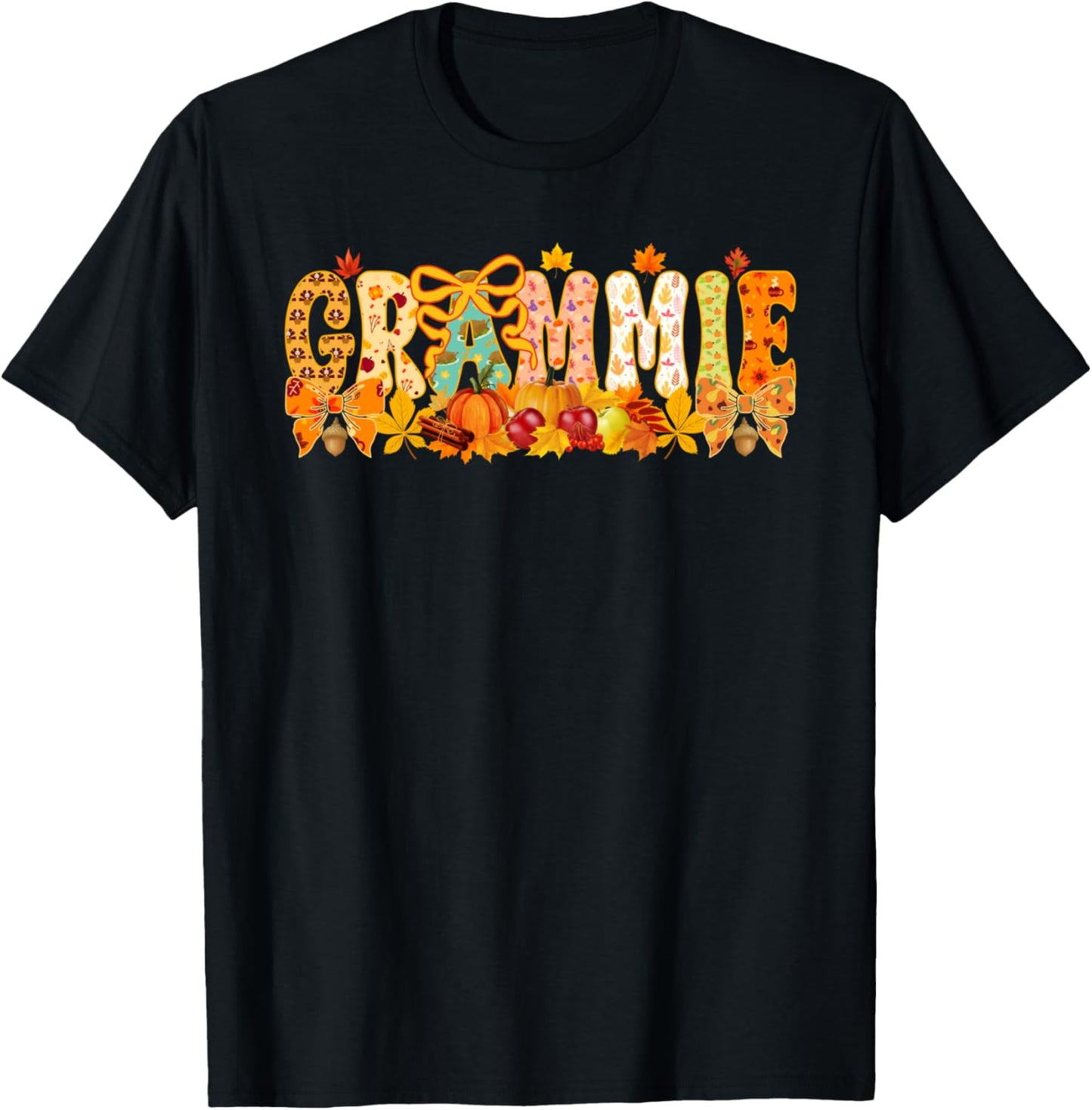 Grammie Pumpkin Funny Fall Autumn Thanksgiving Grandma T-Shirt - T-Shirt | Black