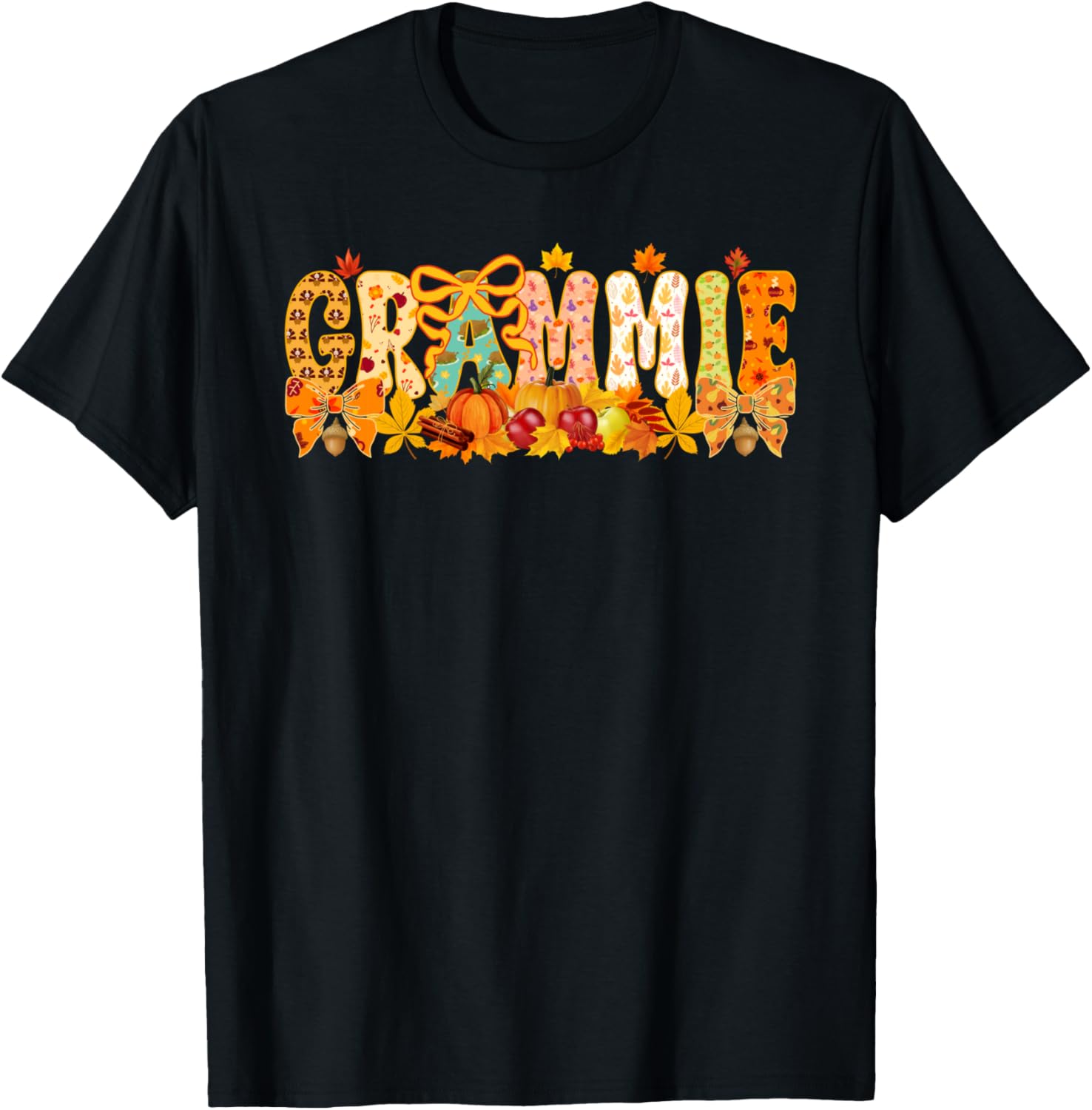 Grammie Pumpkin Funny Fall Autumn Thanksgiving Grandma T-Shirt - T-Shirt | Black