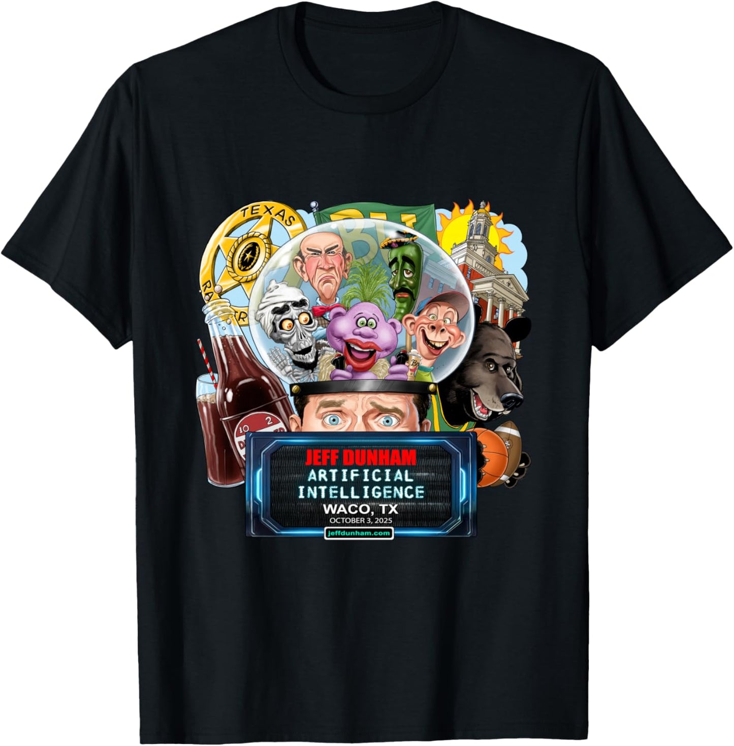 Jeff Dunham Waco, TX (2025) T-Shirt - T-Shirt | Black