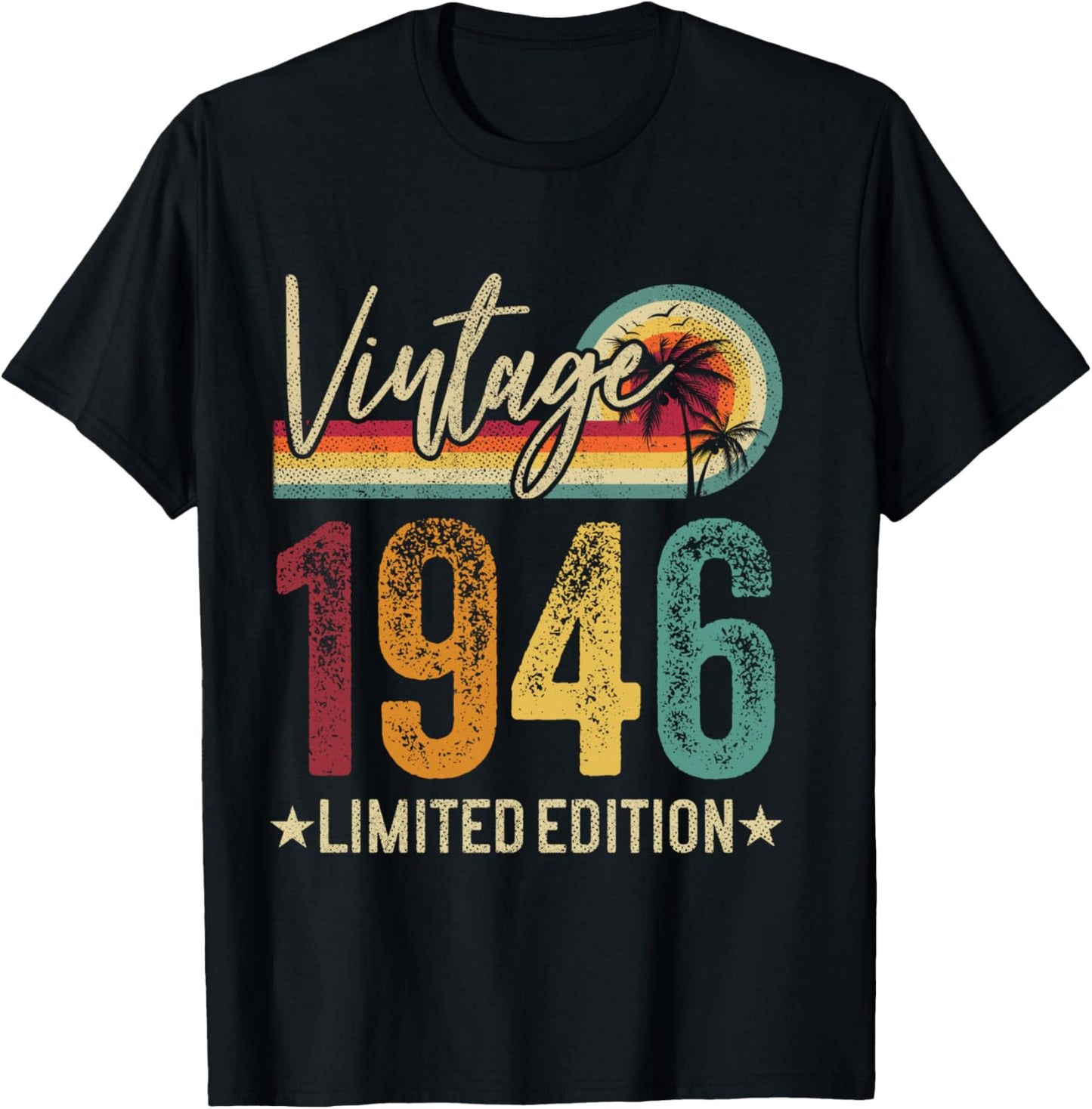 Retro 1946 80 Years Old 80th Birthday Vintage Men Women T-Shirt - T-Shirt | Black