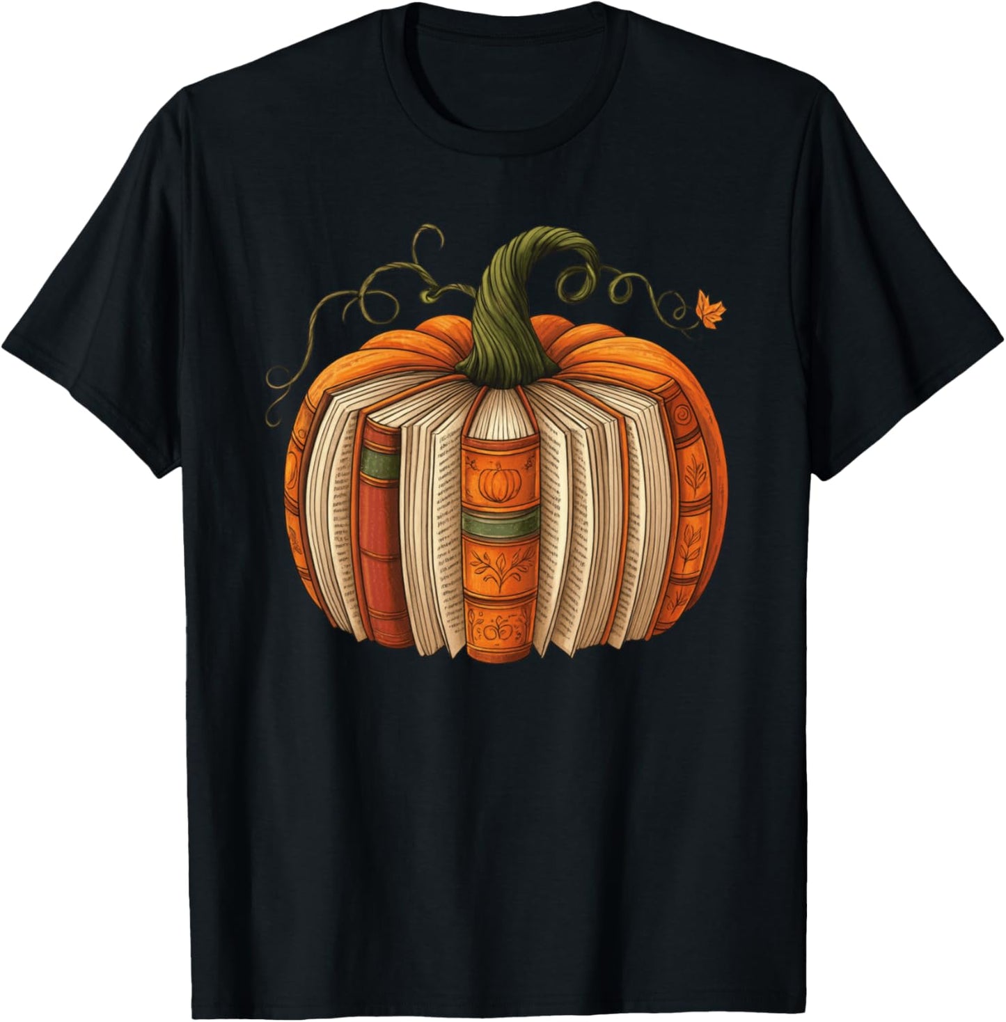 Fall Books Pumpkin Retro Reading Halloween Thanksgiving T-Shirt - T-Shirt | Black