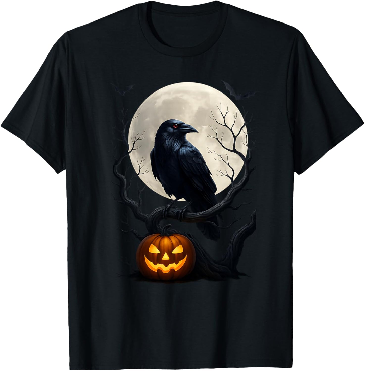 Black Raven Black Bird Moon Men & Women Halloween Crow T-Shirt - T-Shirt | Black