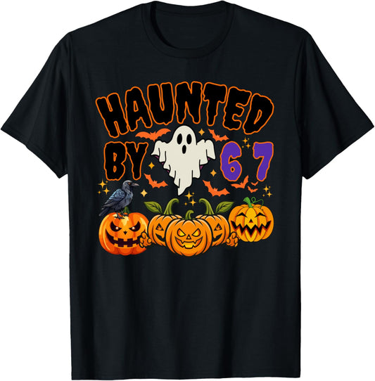 Halloween Haunted by 6 7 Six Seven Gen Alpha Z 67 Meme T-Shirt - T-Shirt | Black